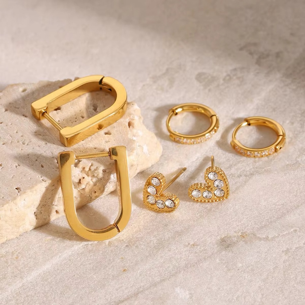 3 Pairs | 18K Gold Plated Earring Set - Picture 6 of 8